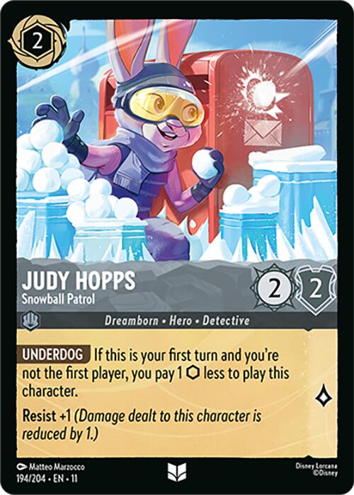 Judy Hopps - Snowball Patrol (194/204) [Winterspell] | Cards and Coasters CA