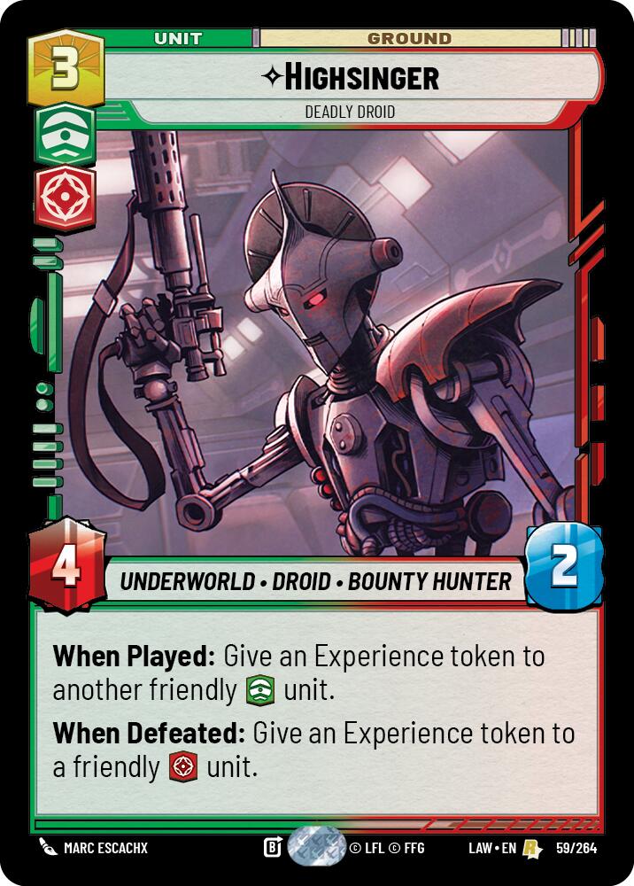 Highsinger - Deadly Droid (59/264) (59/264) [A Lawless Time] | Cards and Coasters CA