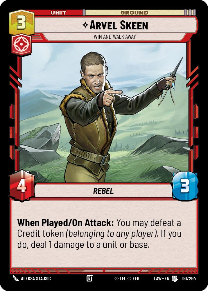 Arvel Skeen - Win and Walk Away (191/264) (191/264) [A Lawless Time] | Cards and Coasters CA