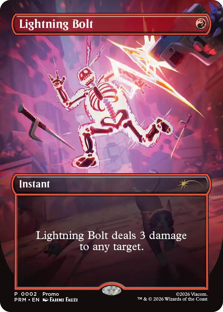 Lightning Bolt (Borderless) [Wizards Play Network 2026] | Cards and Coasters CA