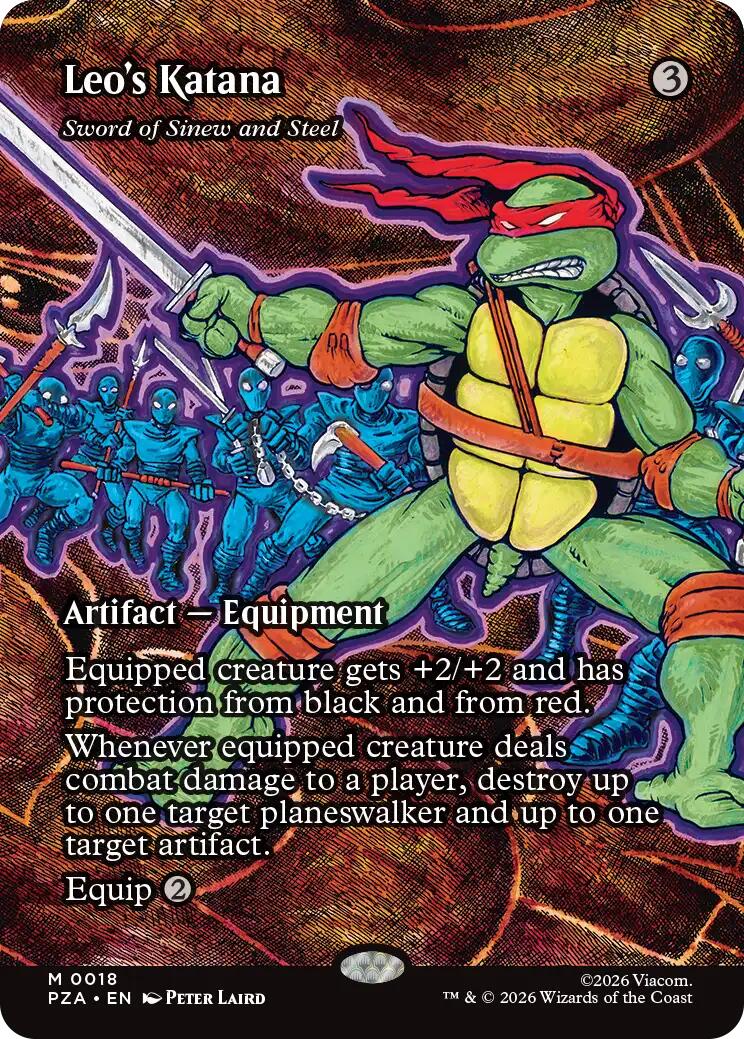 Leo's Katana - Sword of Sinew and Steel (Borderless) [Teenage Mutant Ninja Turtles Eternal-Legal] | Cards and Coasters CA