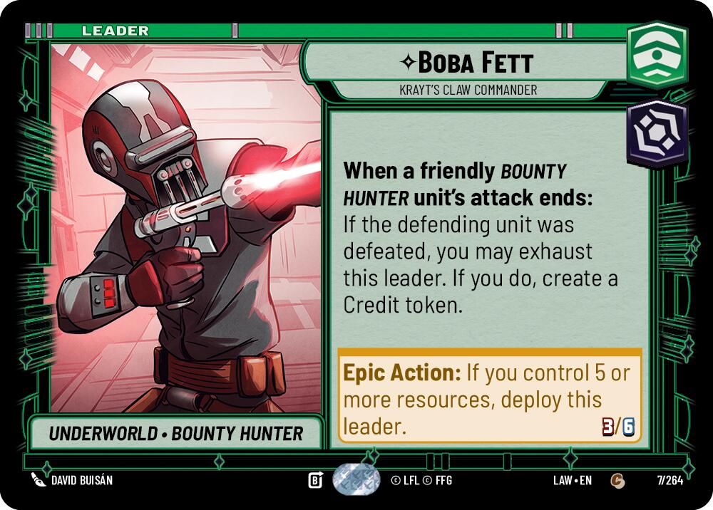 Boba Fett - Krayt's Claw Commander (7/264) (7/264) [A Lawless Time] | Cards and Coasters CA