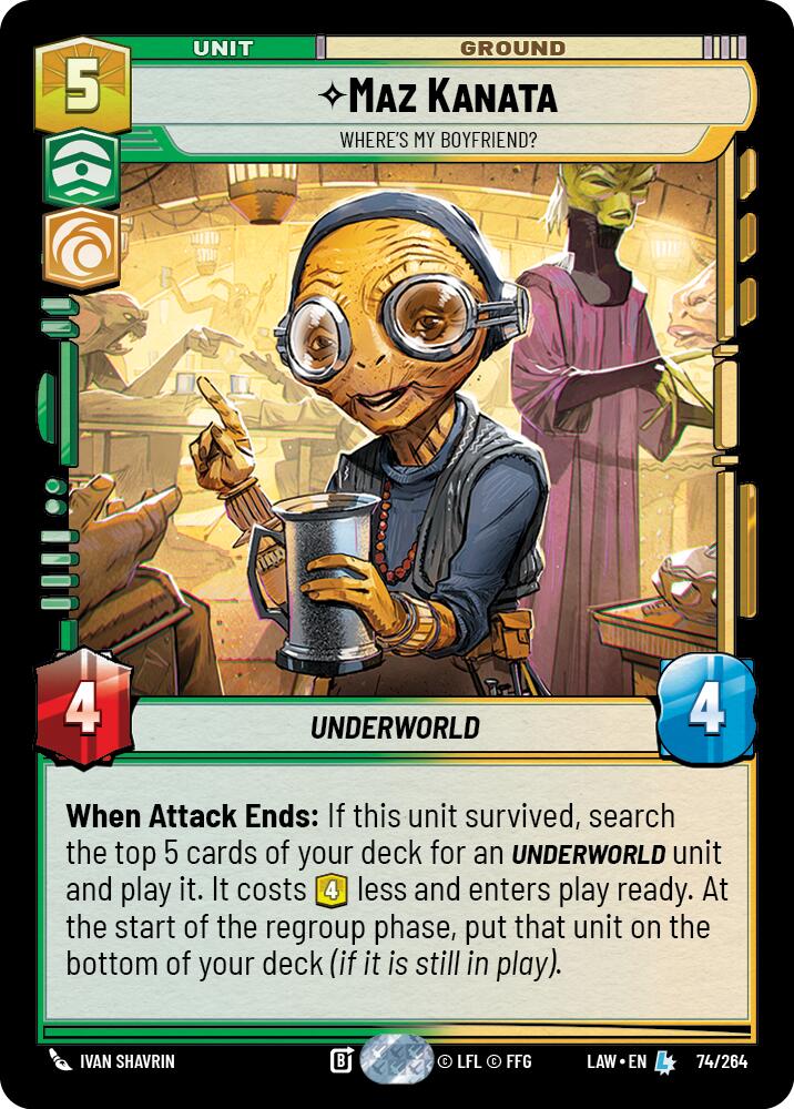 Maz Kanata - Where's My Boyfriend? (74/264) (74/264) [A Lawless Time] | Cards and Coasters CA