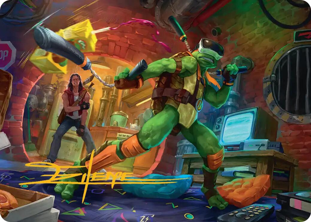 Michelangelo, Game Master Art Card (Gold-Stamped Signature) [Teenage Mutant Ninja Turtles Art Series] | Cards and Coasters CA