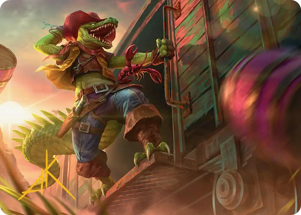 Leatherhead, Iron Gator Art Card (Gold-Stamped Signature) [Teenage Mutant Ninja Turtles Art Series] | Cards and Coasters CA