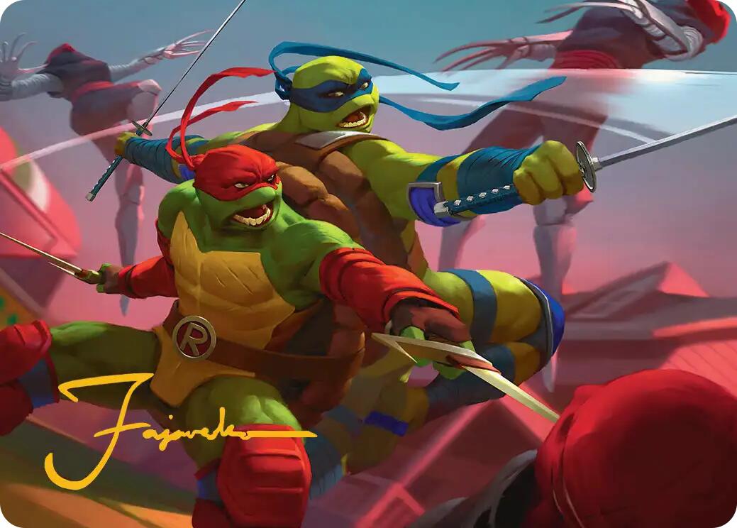 Raph & Leo, Sibling Rivals Art Card (Gold-Stamped Signature) [Teenage Mutant Ninja Turtles Art Series] | Cards and Coasters CA
