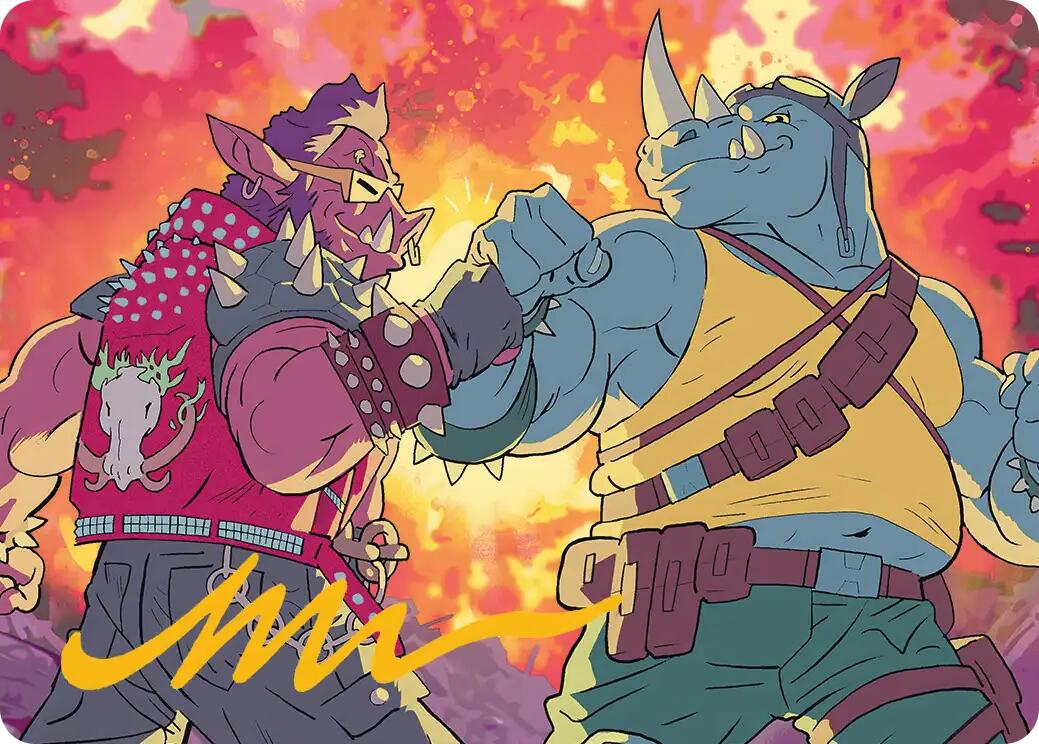 Bebop & Rocksteady Art Card (Gold-Stamped Signature) [Teenage Mutant Ninja Turtles Art Series] | Cards and Coasters CA