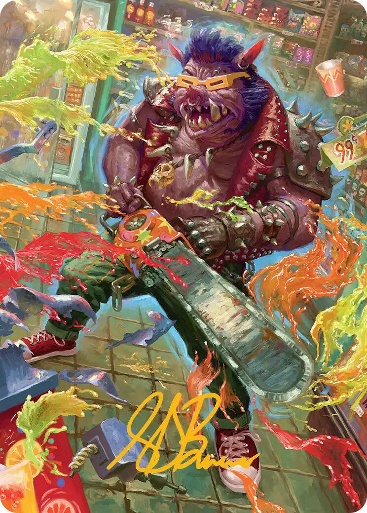 Bebop, Porcine Punk Art Card (Gold-Stamped Signature) [Teenage Mutant Ninja Turtles Art Series] | Cards and Coasters CA