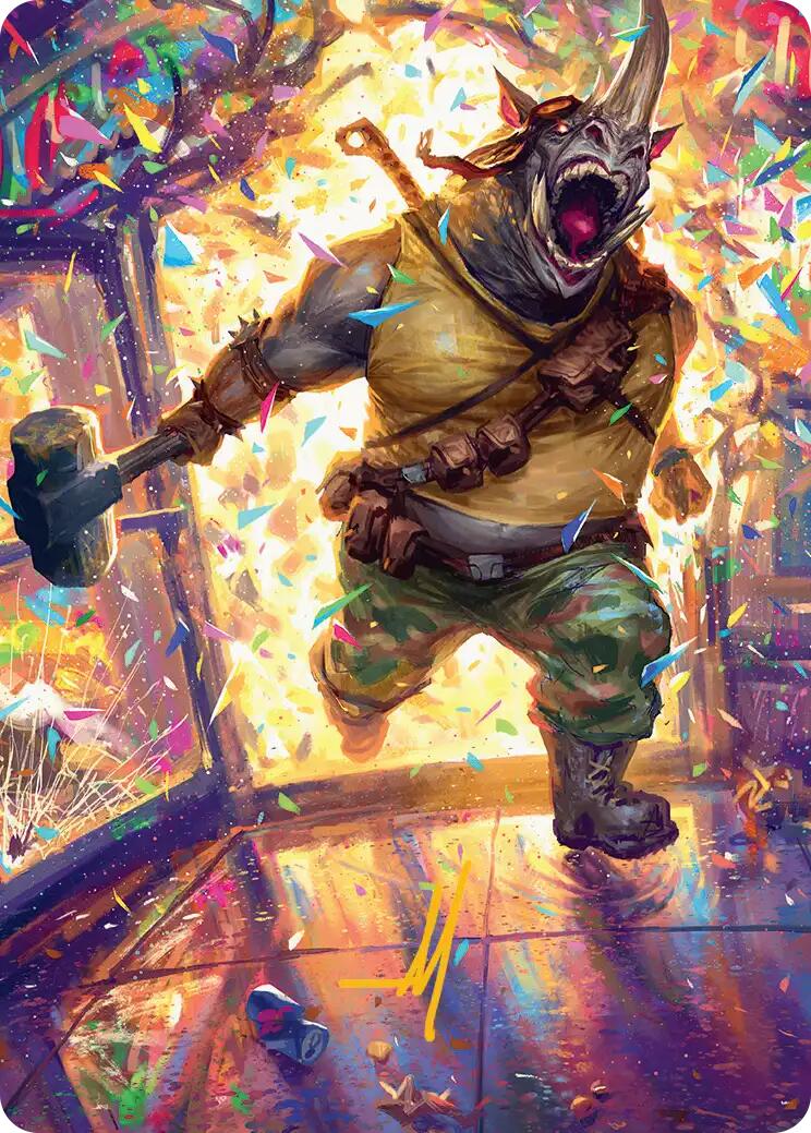 Rocksteady, Rowdy Rhino Art Card (Gold-Stamped Signature) [Teenage Mutant Ninja Turtles Art Series] | Cards and Coasters CA