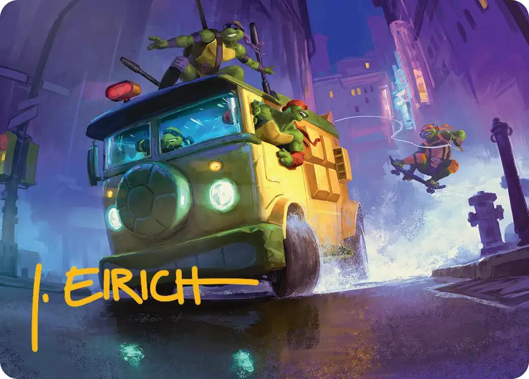 Turtle Van Art Card (Gold-Stamped Signature) [Teenage Mutant Ninja Turtles Art Series] | Cards and Coasters CA