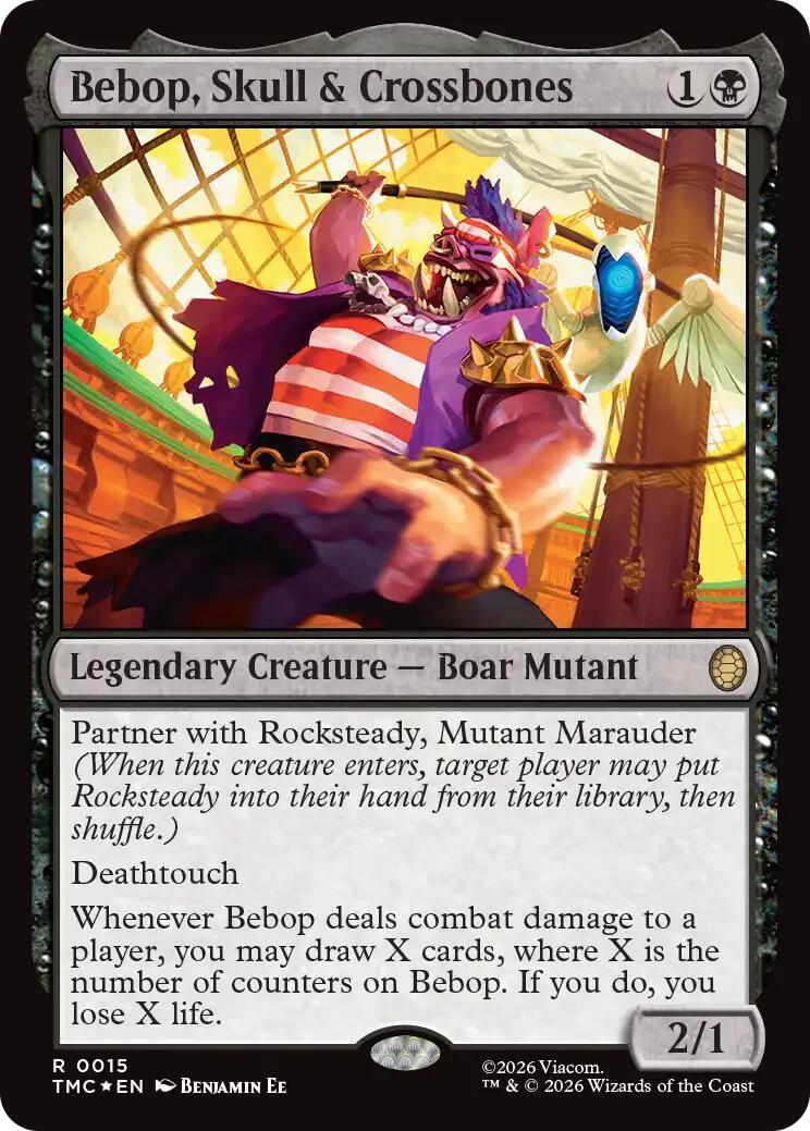 Bebop, Skull & Crossbones (Surge Foil) [Teenage Mutant Ninja Turtles Commander] | Cards and Coasters CA