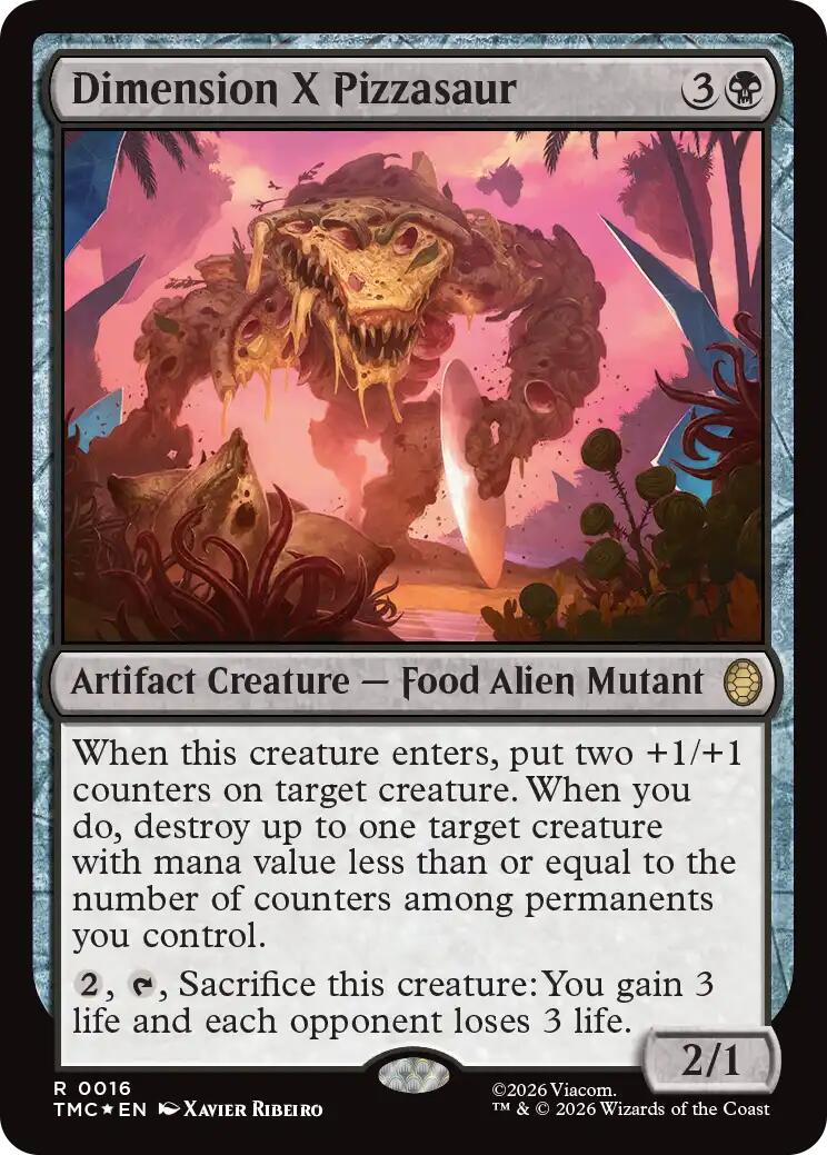 Dimension X Pizzasaur (Surge Foil) [Teenage Mutant Ninja Turtles Commander] | Cards and Coasters CA