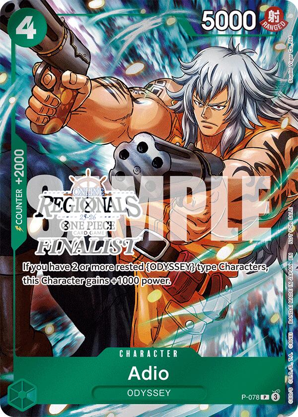 Adio (Online Regional Finalist Card Set 2025 Vol.1) [One Piece Promotion Cards] | Cards and Coasters CA