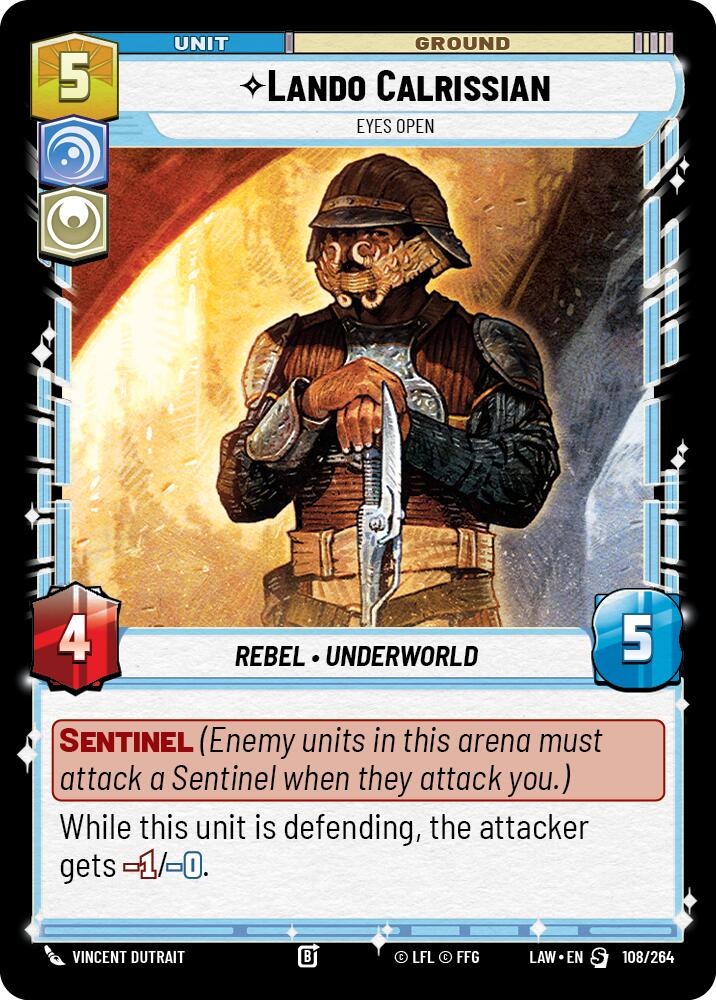 Lando Calrissian - Eyes Open (108/264) (108/264) [A Lawless Time] | Cards and Coasters CA