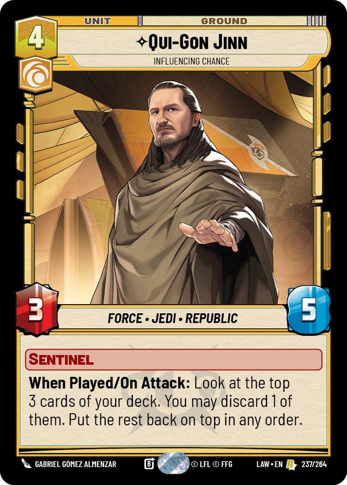 Qui-Gon Jinn - Influencing Chance (237/264) (237/264) [A Lawless Time] | Cards and Coasters CA
