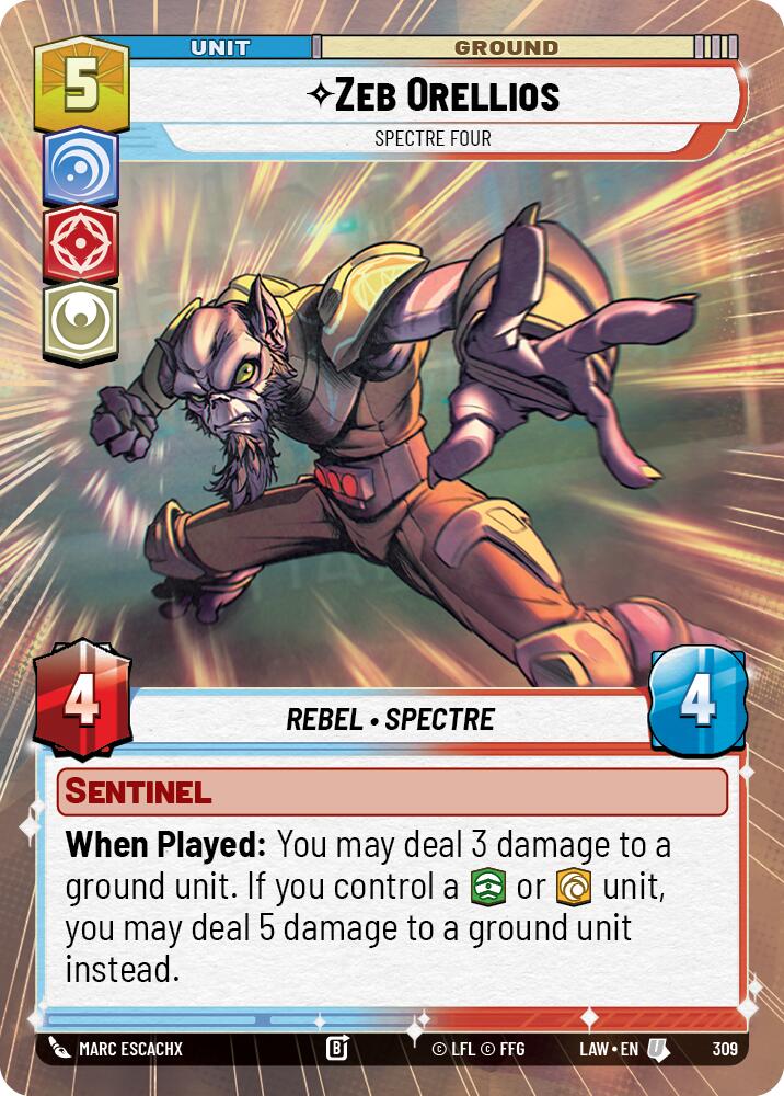 Zeb Orellios - Spectre Four (309) (Hyperspace) (309) [A Lawless Time] | Cards and Coasters CA