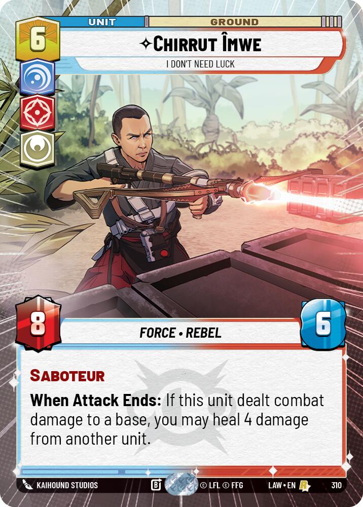Chirrut Imwe - I Don't Need Luck (310) (Hyperspace) (310) [A Lawless Time] | Cards and Coasters CA