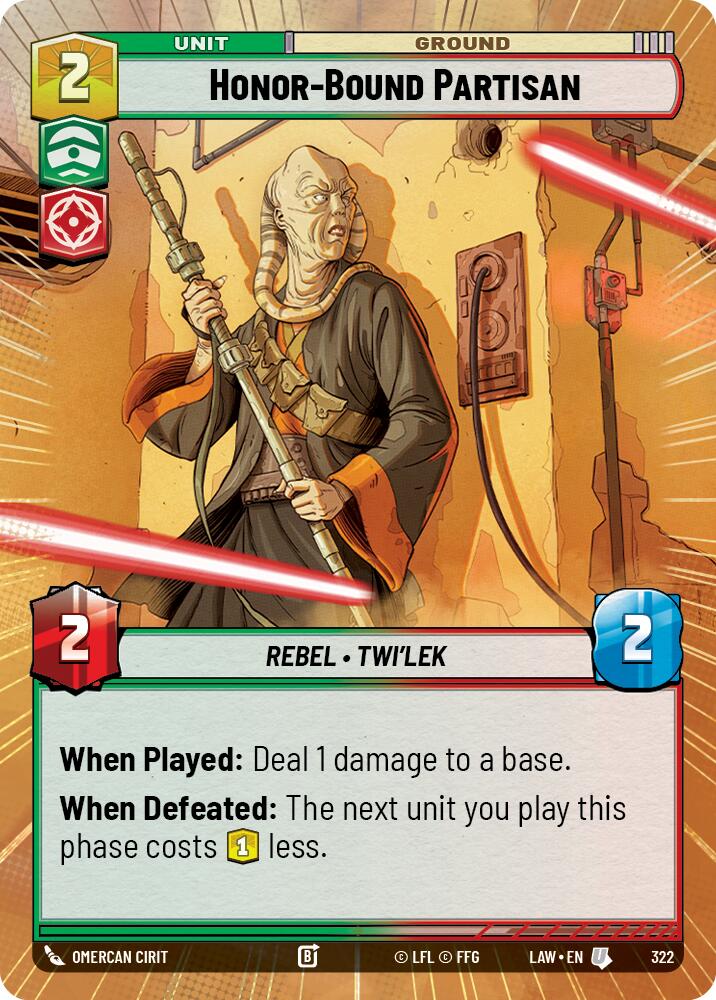 Honor-Bound Partisan - (322) (Hyperspace) (322) [A Lawless Time] | Cards and Coasters CA