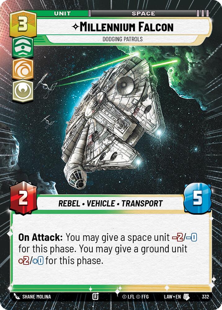 Millennium Falcon - Dodging Patrols (332) (Hyperspace) (332) [A Lawless Time] | Cards and Coasters CA