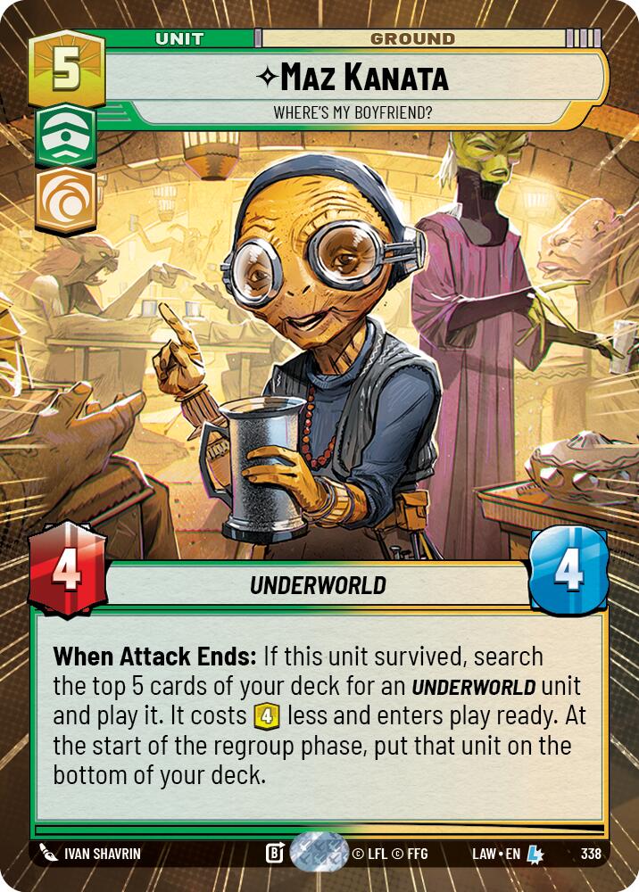 Maz Kanata - Where's My Boyfriend? (338) (Hyperspace) (338) [A Lawless Time] | Cards and Coasters CA