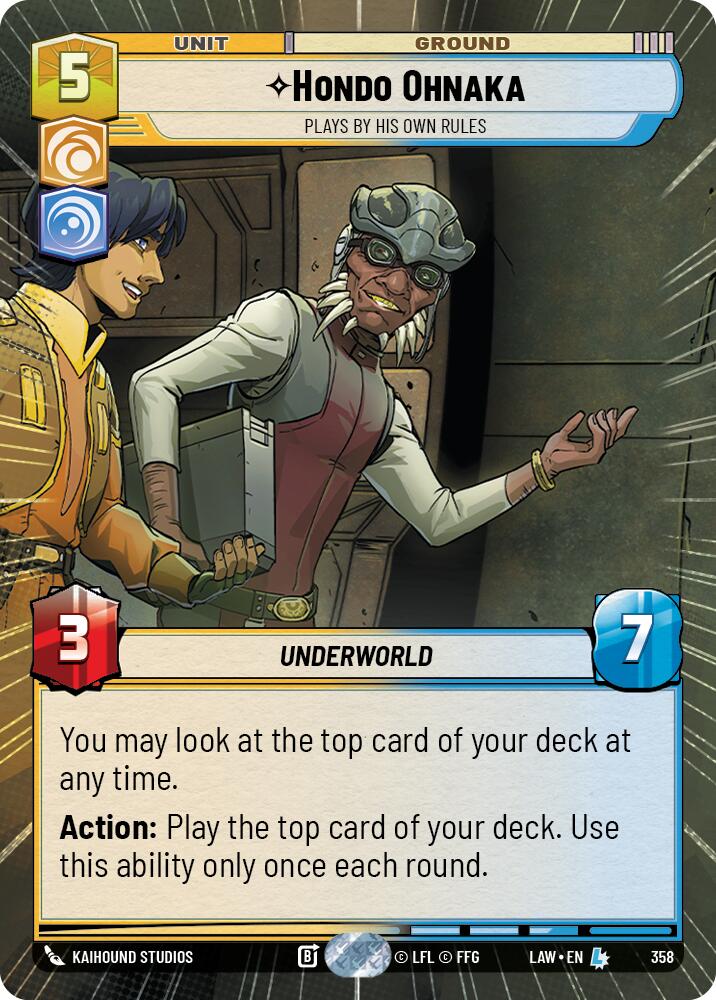 Hondo Ohnaka - Plays By His Own Rules (358) (Hyperspace) (358) [A Lawless Time] | Cards and Coasters CA