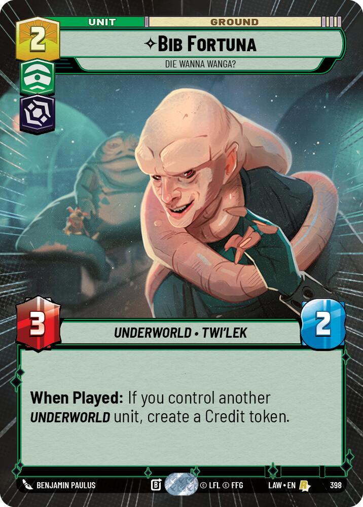 Bib Fortuna - Die Wanna Wanga? (398) (Hyperspace) (398) [A Lawless Time] | Cards and Coasters CA