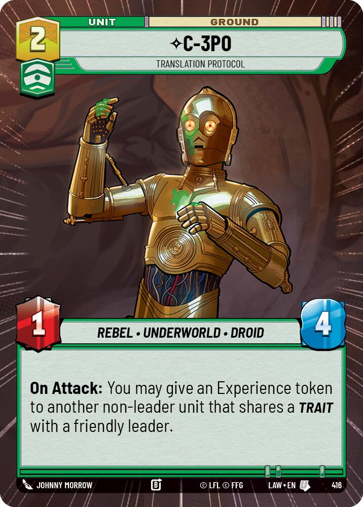 C-3PO - Translation Protocol (416) (Hyperspace) (416) [A Lawless Time] | Cards and Coasters CA