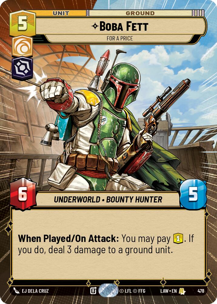 Boba Fett - For a Price (478) (Hyperspace) (478) [A Lawless Time] | Cards and Coasters CA