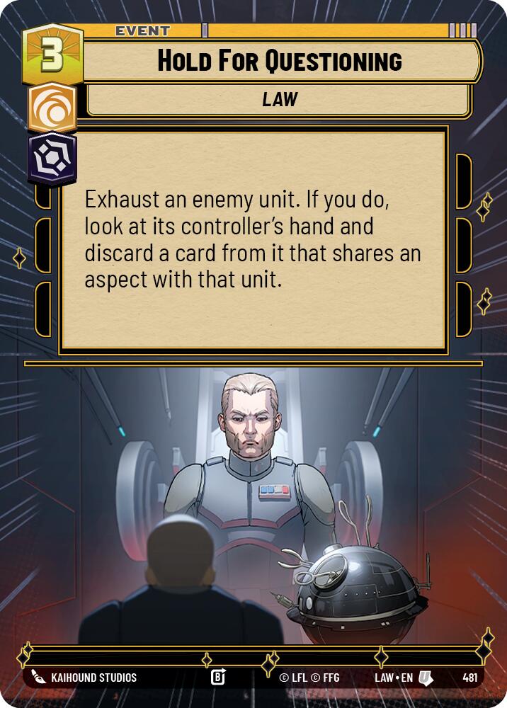 Hold for Questioning (481) (Hyperspace) (481) [A Lawless Time] | Cards and Coasters CA