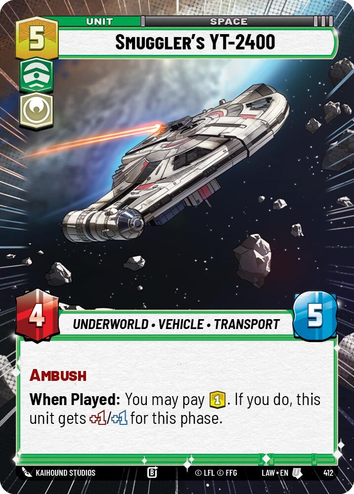 Smuggler's YT-2400 (412) (Hyperspace) (412) [A Lawless Time] | Cards and Coasters CA