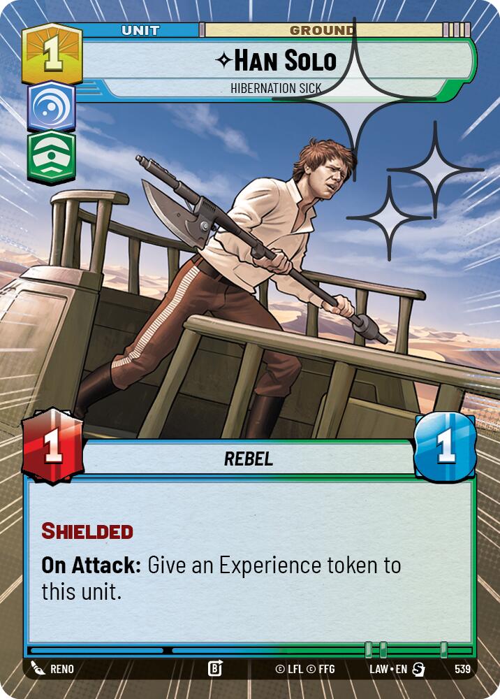 Han Solo - Hibernation Sick (539) (Hyperspace Foil) (539) [A Lawless Time] | Cards and Coasters CA