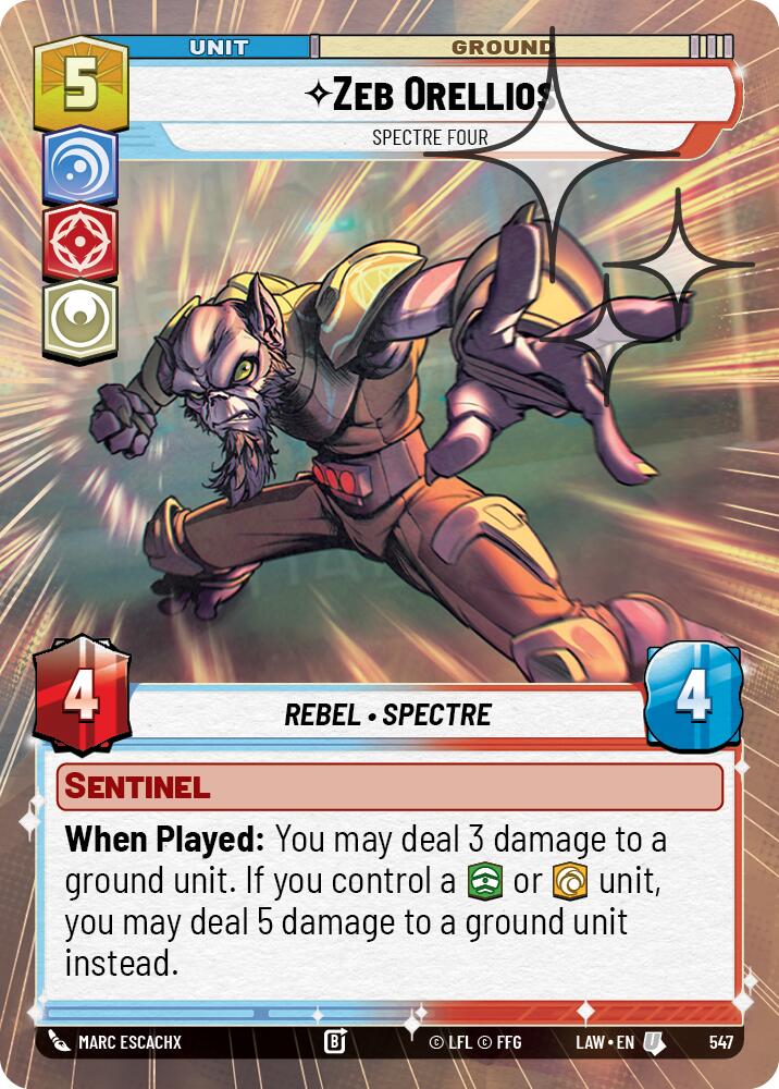 Zeb Orellios - Spectre Four (547) (Hyperspace Foil) (547) [A Lawless Time] | Cards and Coasters CA