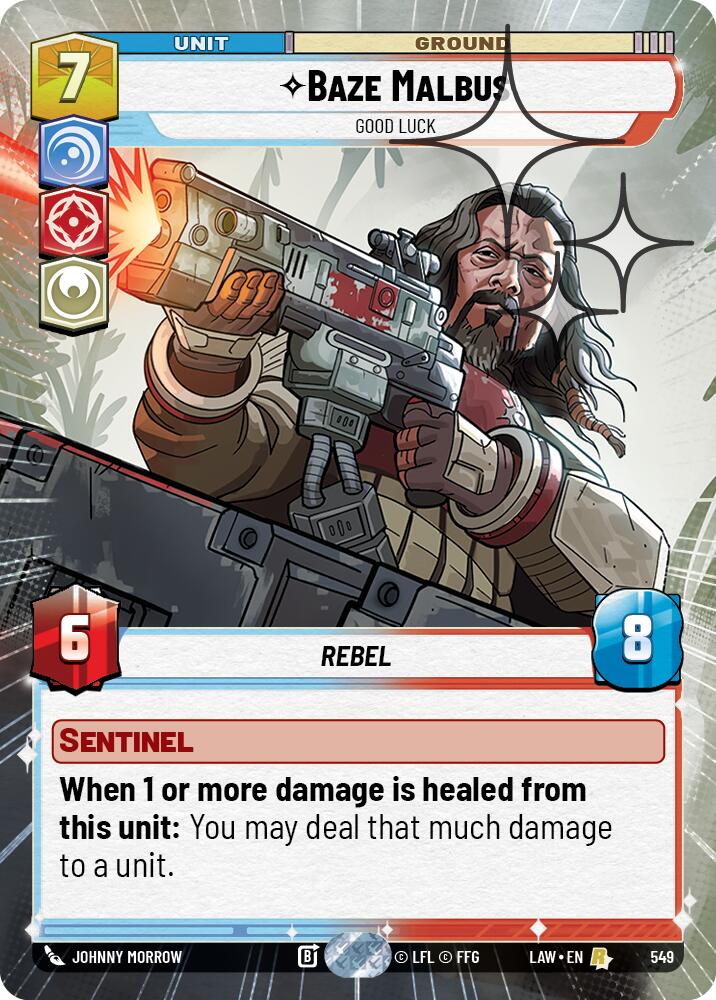 Baze Malbus - Good Luck (549) (Hyperspace Foil) (549) [A Lawless Time] | Cards and Coasters CA
