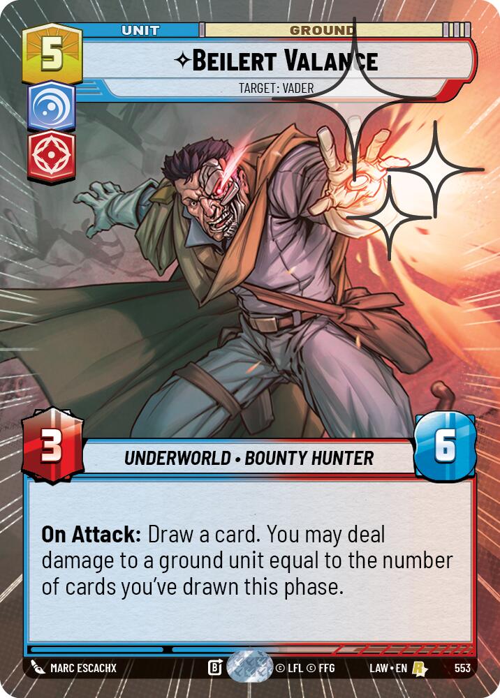 Beilert Valance - Target: Vader (553) (Hyperspace Foil) (553) [A Lawless Time] | Cards and Coasters CA