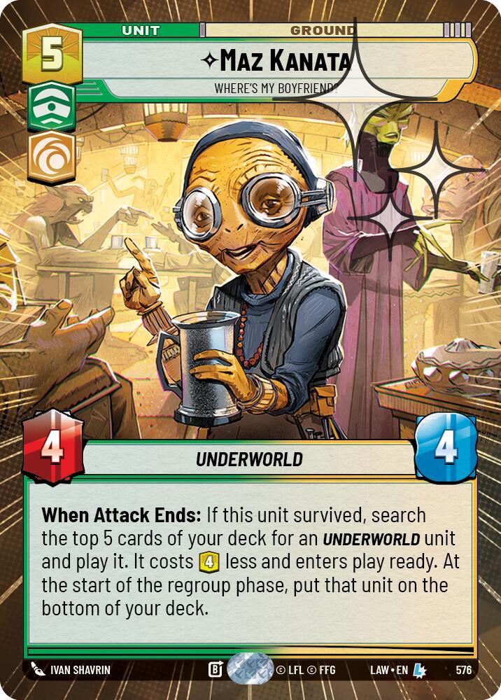 Maz Kanata - Where's My Boyfriend? (576) (Hyperspace Foil) (576) [A Lawless Time] | Cards and Coasters CA