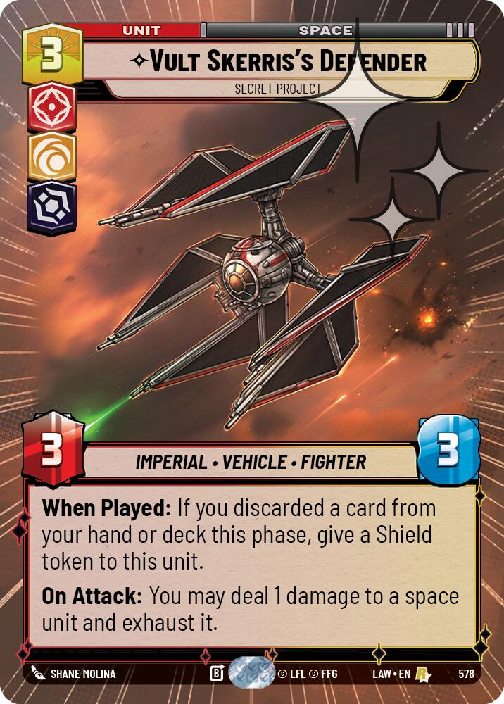 Vult Skerris's Defender - Secret Project (578) (Hyperspace Foil) (578) [A Lawless Time] | Cards and Coasters CA