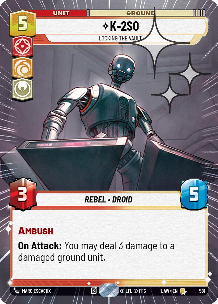 K-2S0 - Locking the Vault (581) (Hyperspace Foil) (581) [A Lawless Time] | Cards and Coasters CA