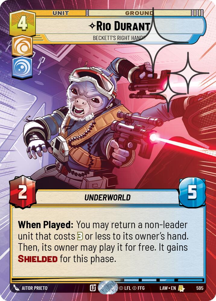 Rio Durant - Beckett's Right Hands (595) (Hyperspace Foil) (595) [A Lawless Time] | Cards and Coasters CA