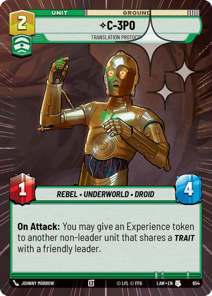 C-3PO - Translation Protocol (654) (Hyperspace Foil) (654) [A Lawless Time] | Cards and Coasters CA
