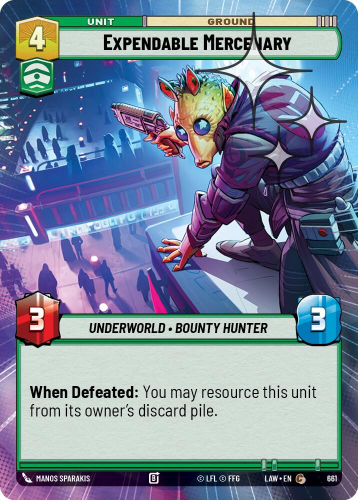 Expendable Mercenary (661) (Hyperspace Foil) (661) [A Lawless Time] | Cards and Coasters CA