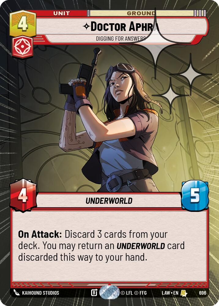 Doctor Aphra - Digging for Answers (696) (Hyperspace Foil) (696) [A Lawless Time] | Cards and Coasters CA