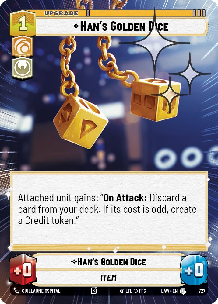 Han's Golden Dice (727) (Hyperspace Foil) (727) [A Lawless Time] | Cards and Coasters CA