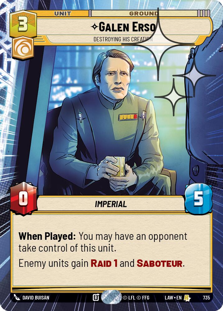 Galen Erso - Destroying His Creation (735) (Hyperspace Foil) (735) [A Lawless Time] | Cards and Coasters CA