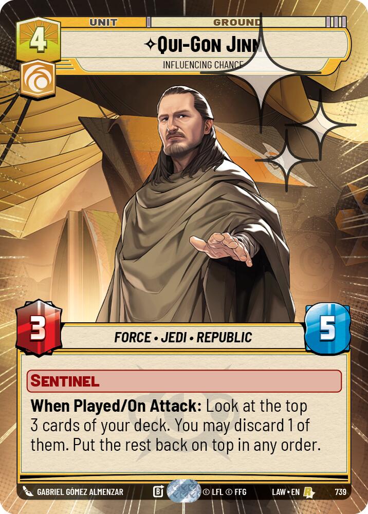 Qui-Gon Jinn - Influencing Chance (739) (Hyperspace Foil) (739) [A Lawless Time] | Cards and Coasters CA