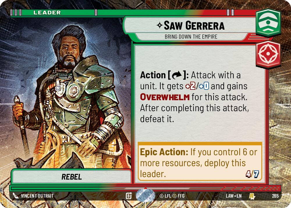 Saw Gerrera - Bring Down the Empire (Hyperspace) (265) (265) [A Lawless Time] | Cards and Coasters CA
