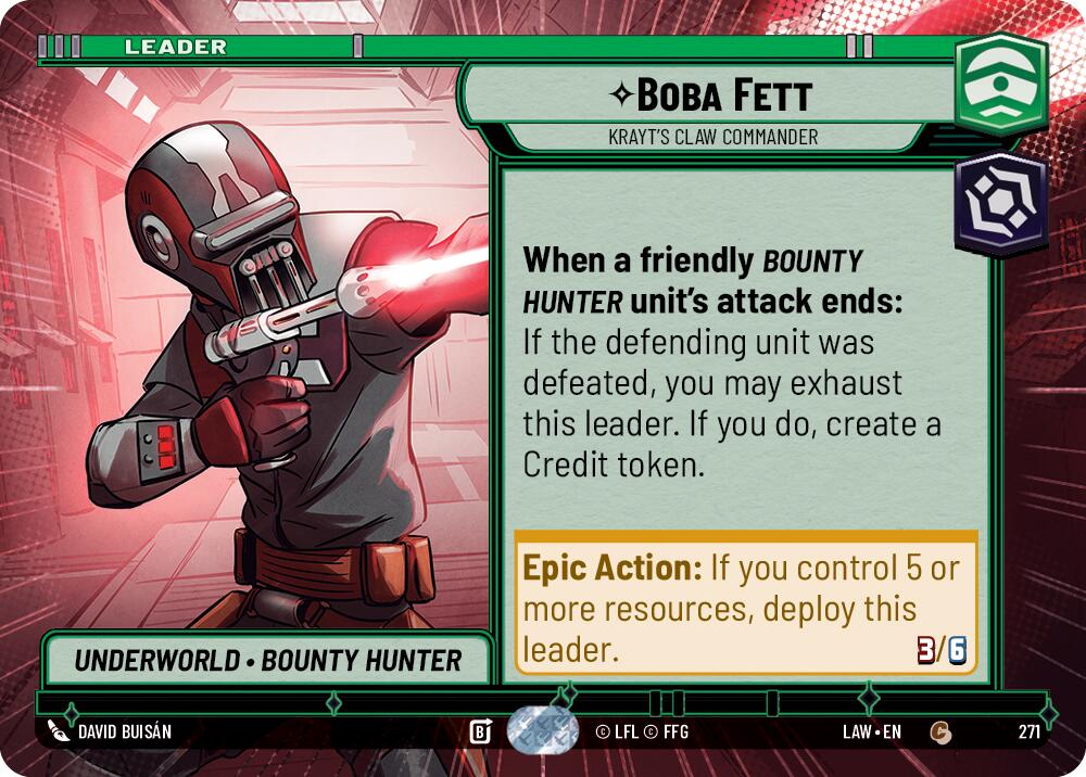 Boba Fett - Krayt's Claw Commander (Hyperspace) (271) (271) [A Lawless Time] | Cards and Coasters CA