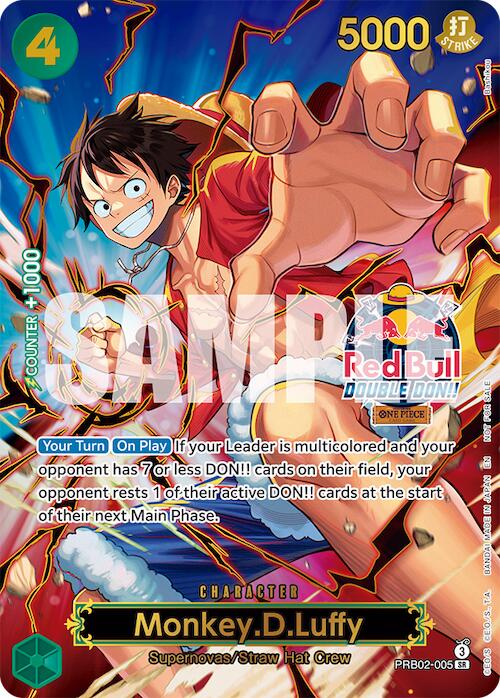 Monkey.D.Luffy (Red Bull Double Don!!) (Winner) (Textured) [One Piece Promotion Cards] | Cards and Coasters CA
