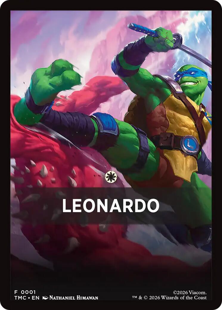 Leonardo Theme Card [Teenage Mutant Ninja Turtles Commander Tokens] | Cards and Coasters CA