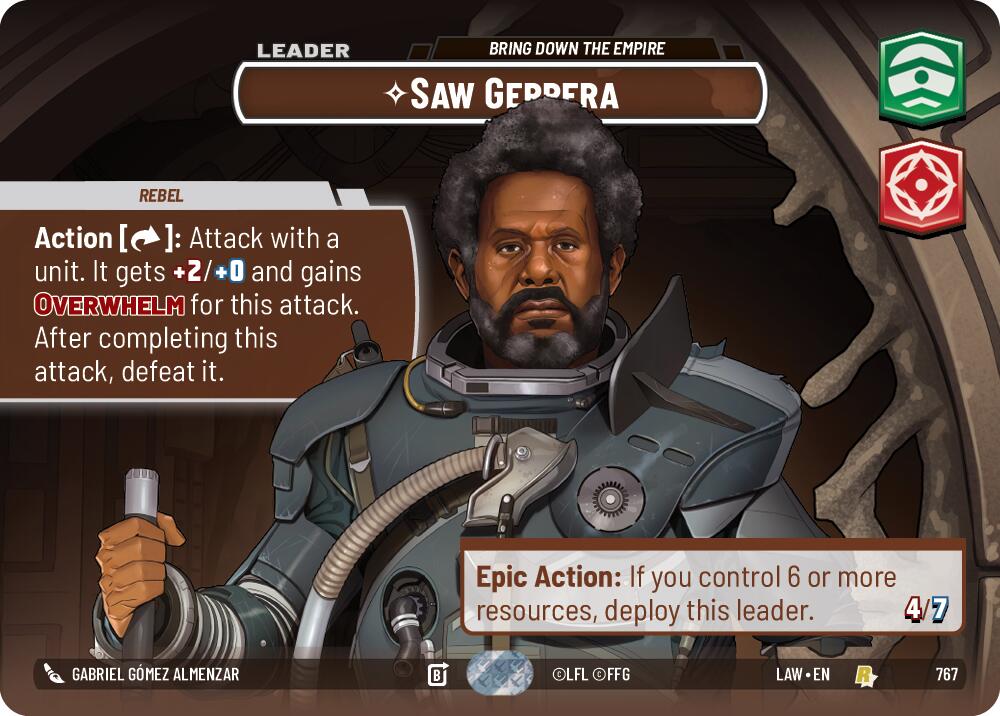 Saw Gerrera - Bring Down the Empire (Showcase) (767) (767) [A Lawless Time] | Cards and Coasters CA