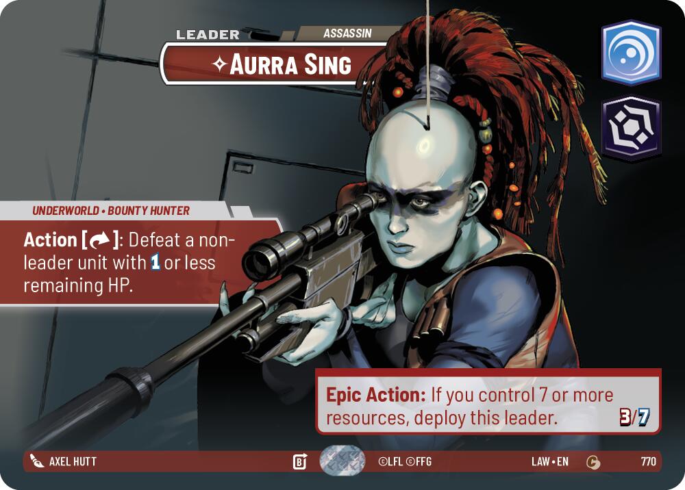 Aurra Sing - Assassin (Showcase) (770) (770) [A Lawless Time] | Cards and Coasters CA
